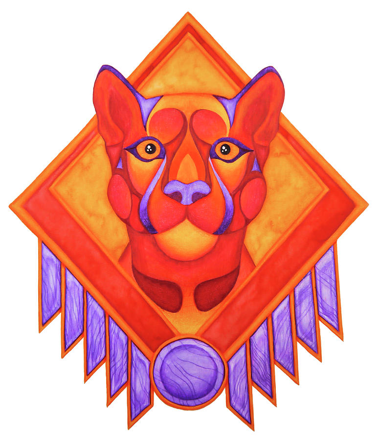 775x900 Fire Cougar Drawing