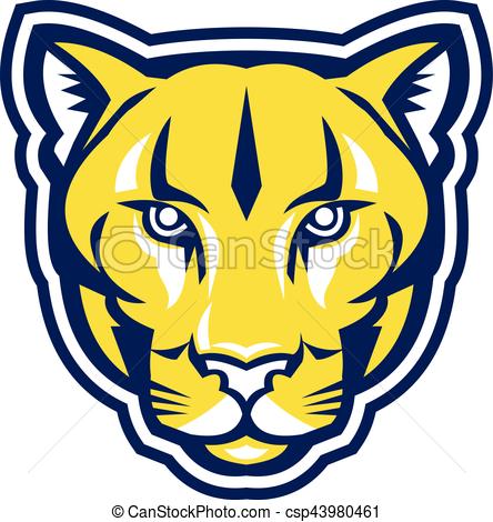 444x470 cougar mountain lion head retro illustration of an cougar