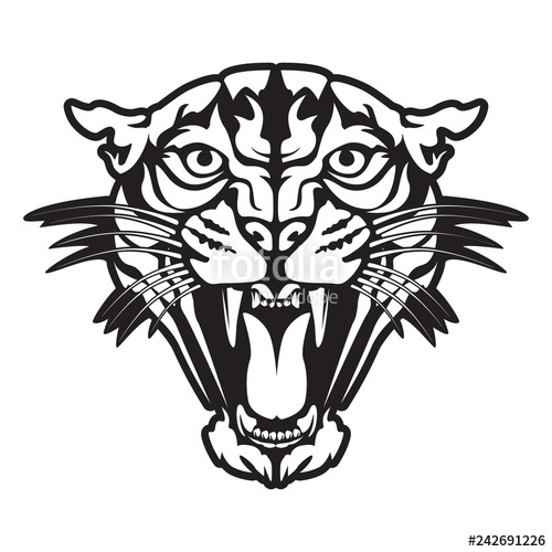 500x500 Leopard Angry Face Tattoo Vector Illustration Of Jaguar Head