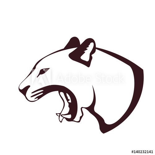 500x500 Cougar Head Vector Illustration Style Flat