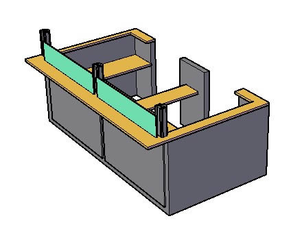 424x328 Counter Cabinet With Glass In Autocad Cad