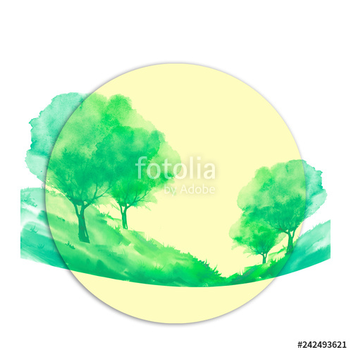 498x500 Watercolor Drawing Of Nature Round Element On White Isolated