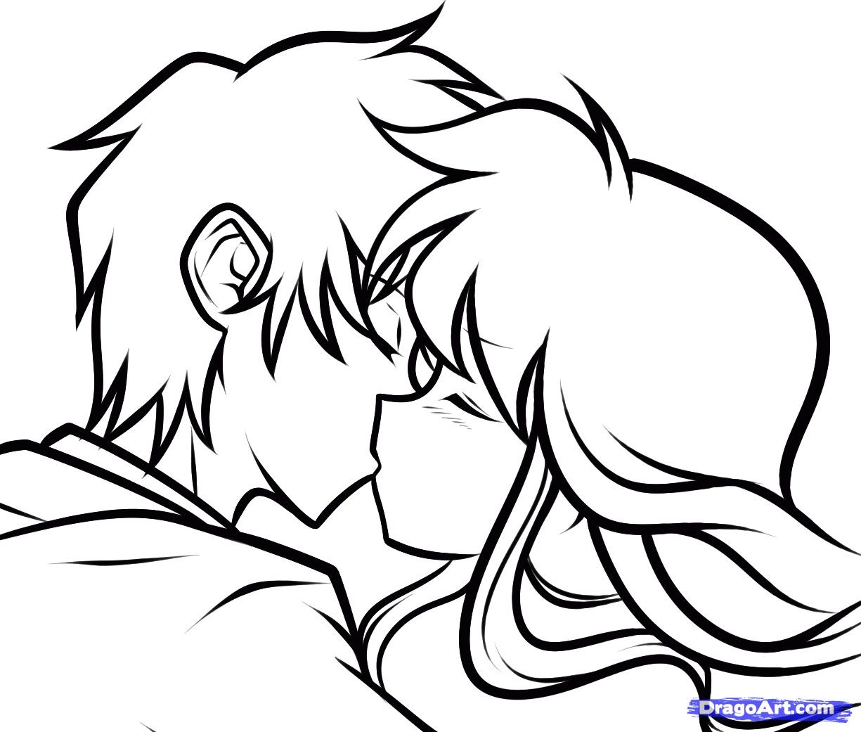 1225x1041 Anime Couple Kissing Drawing Couples Coloring Pages Arts