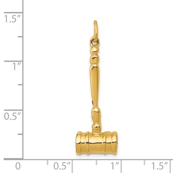 350x350 Yellow Gold Court Judge Gavel Hammer Charm Pendant