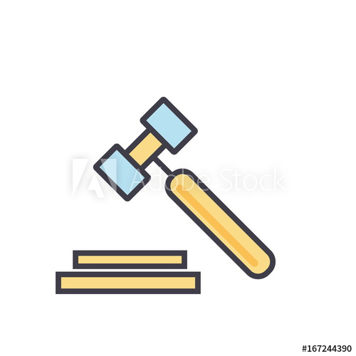 500x500 Auction, Hammer, Justice, Law, Legal, Court Concept Line Vector
