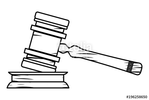 500x338 Sketch Of Law Hammer Icon Over White Background, Vector