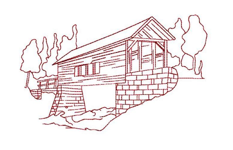 794x511 Covered Bridge Redwork Etsy