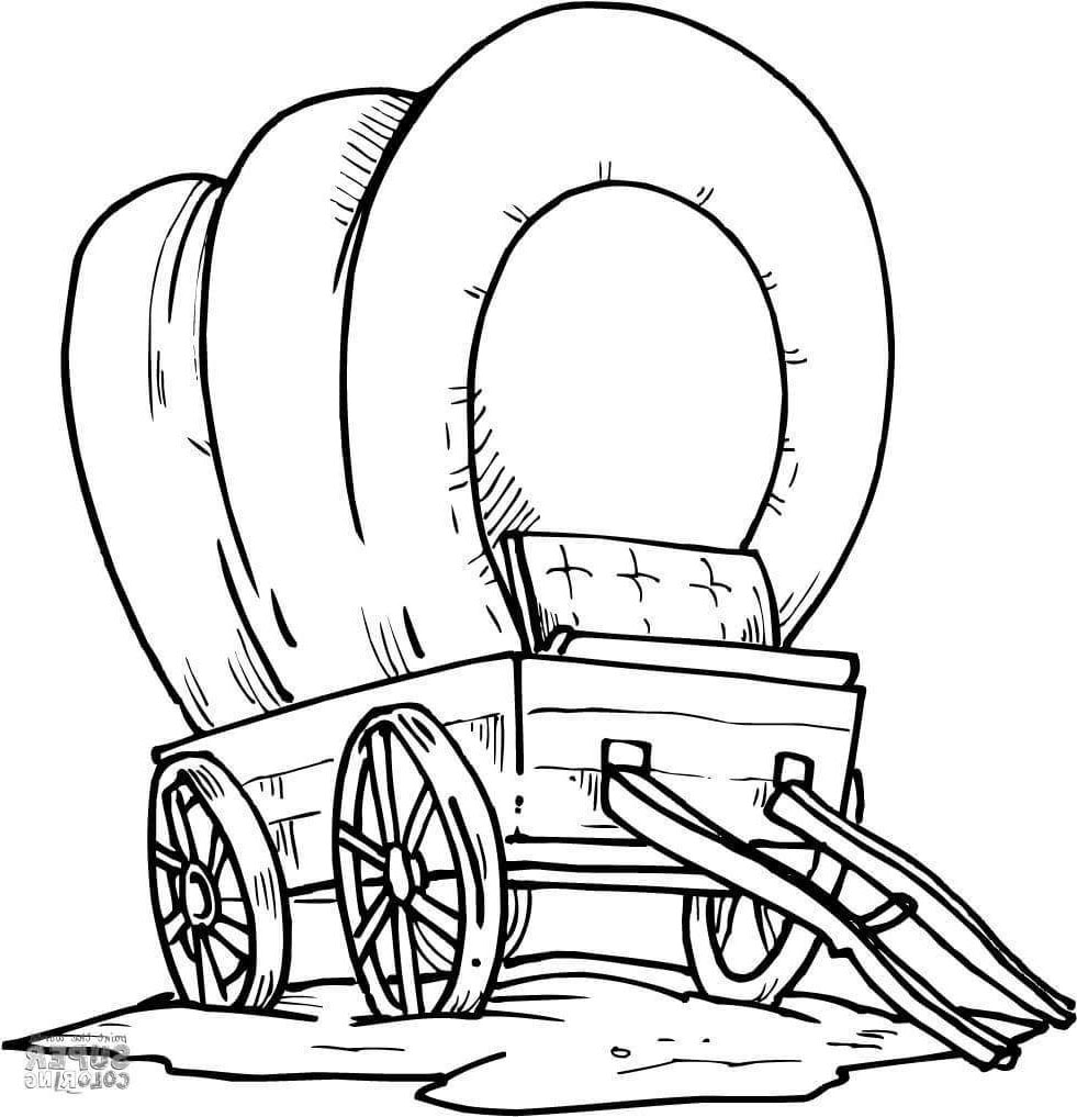 981x1017 Covered Wagon Coloring Pages Wood Sketch