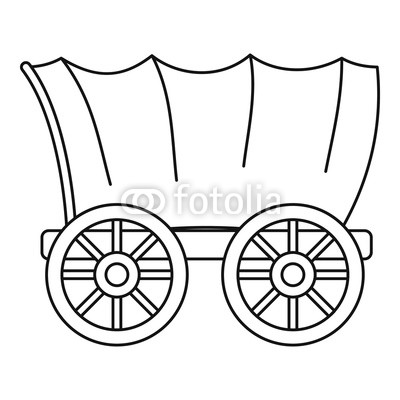 400x400 Ancient Western Covered Wagon Icon In Outline Style Isolated