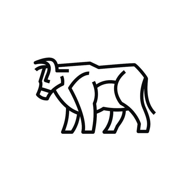 600x600 Linear Stylized Drawing Of Bull Ox Or Cow Art Print