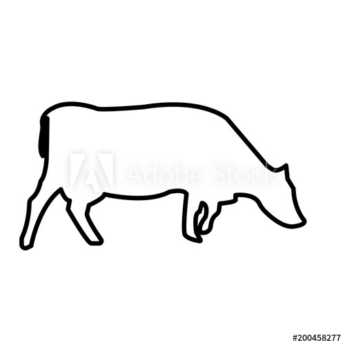 500x500 Cow Outline Clip Art On White Background