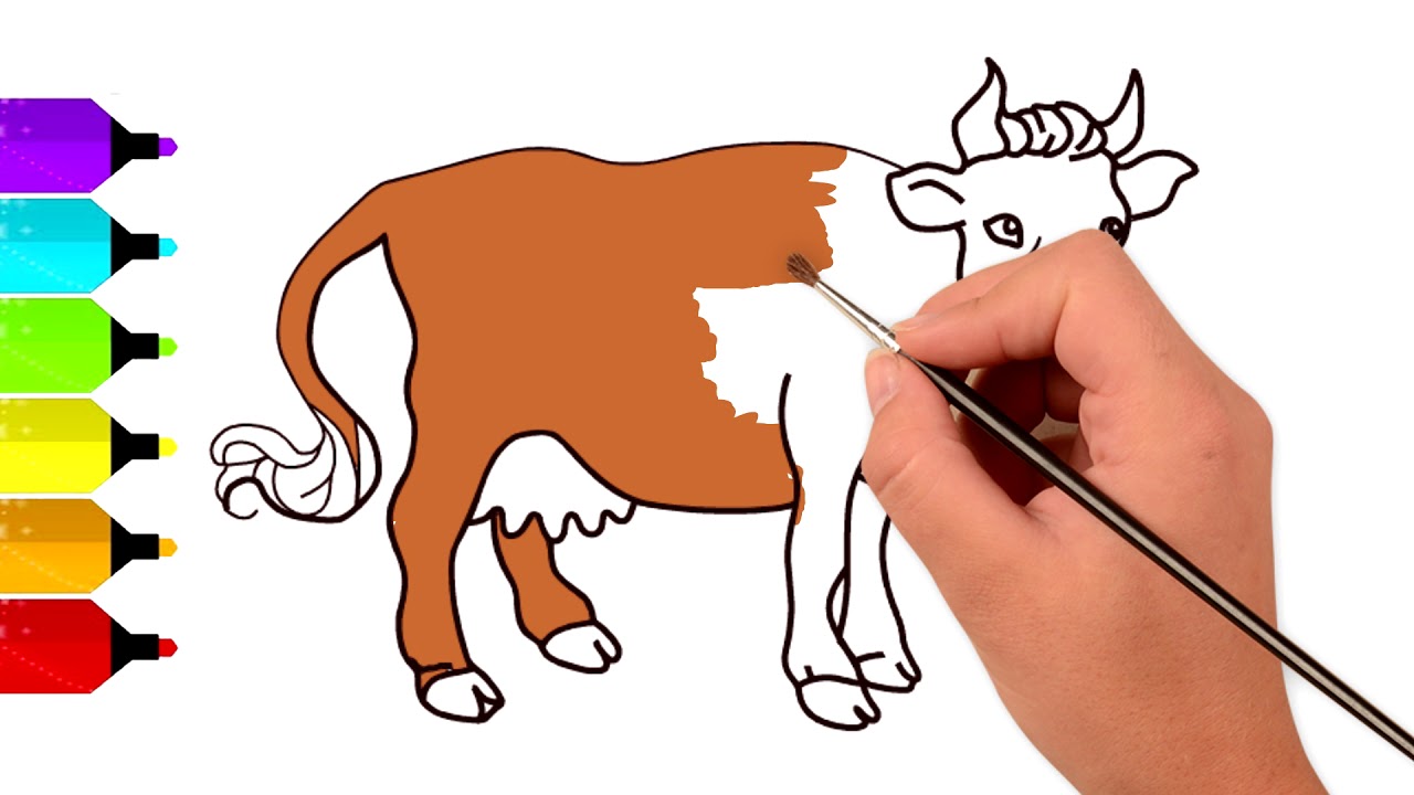 1280x720 Cow Drawing Coloring
