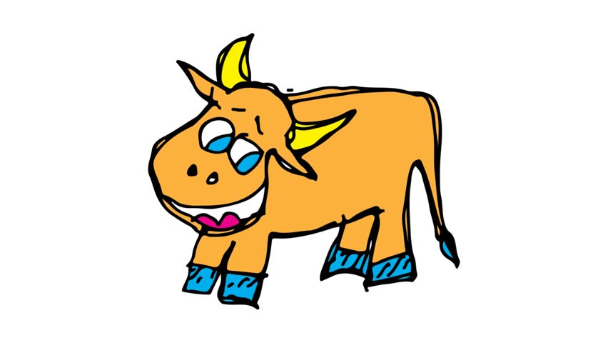 852x480 Cow Sketch Hand Draw Stock Video Footage
