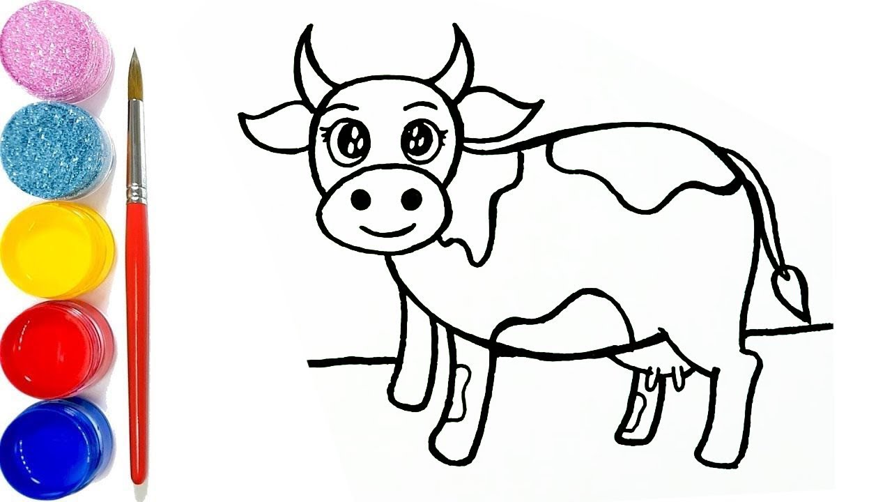 1280x720 Drawing And Coloring Cute Cow For Kids