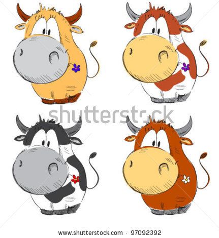 431x470 Funny Cows Cartoon Children Drawing Sketch Vector Set