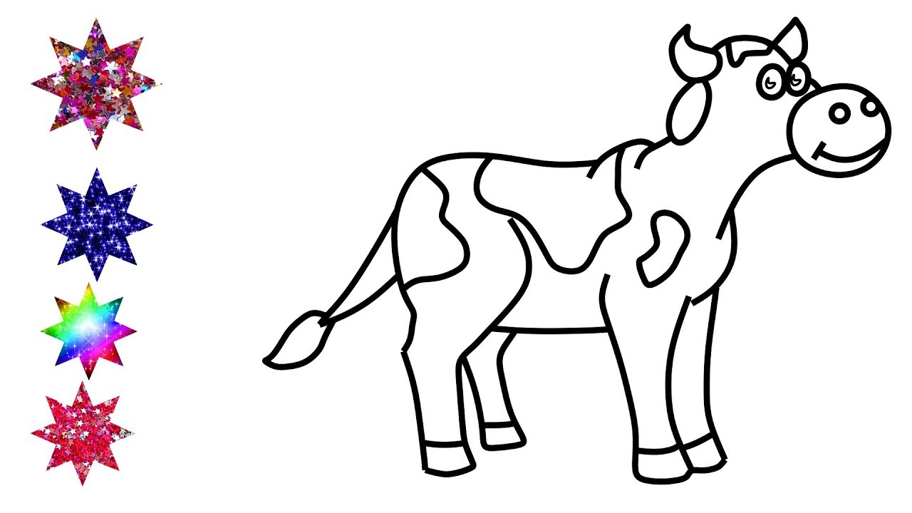1280x720 Glitter Cow Coloring And Drawing For Kids And Toddlers