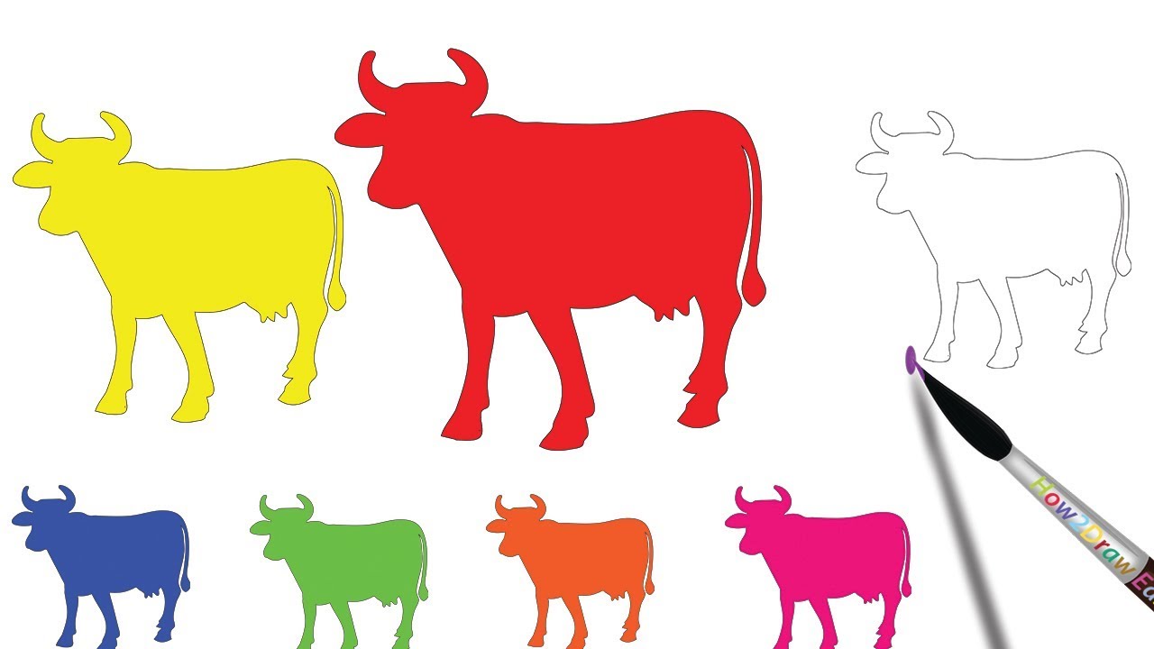 1280x720 Learn Colors With Cow Drawing For Kids Easy