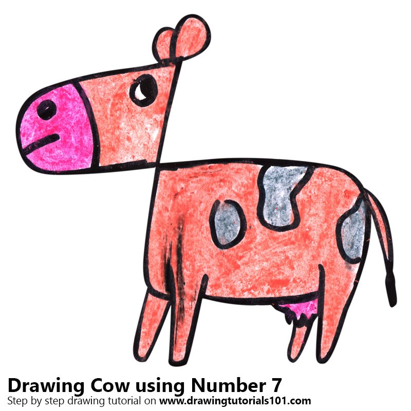 800x800 Learn How To Draw A Cow Using Number