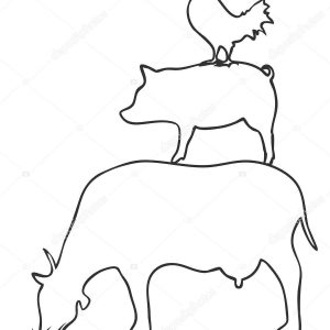 300x300 Pig Outline New Isolated Pig Cow Chicken Logo Outline Vector White