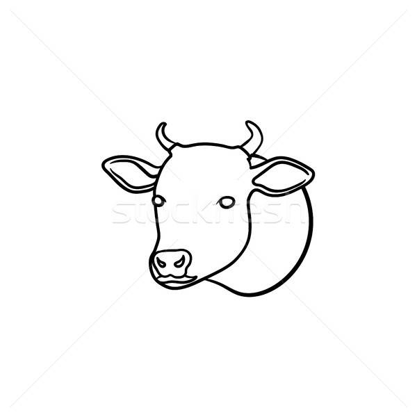600x600 Cow Head Hand Drawn Sketch Icon Vector Illustration Andrei