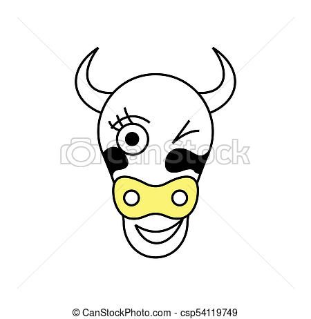 450x462 Winking Cow Head