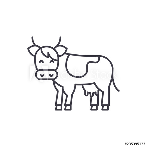 500x500 Cow Line Icon Concept Cow Vector Linear Illustration, Sign
