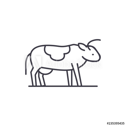500x500 Cute Cow Line Icon Concept Cute Cow Vector Linear Illustration