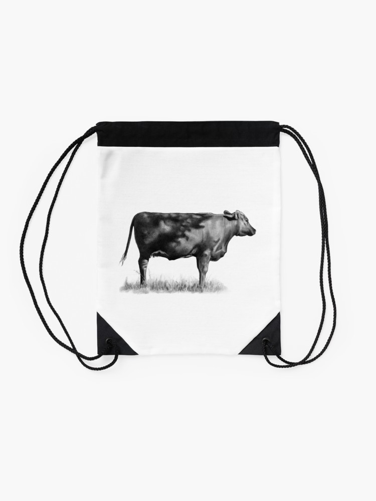 750x1000 Cow In Sunshine, Pencil Drawing Of Beef Cow Drawstring Bag