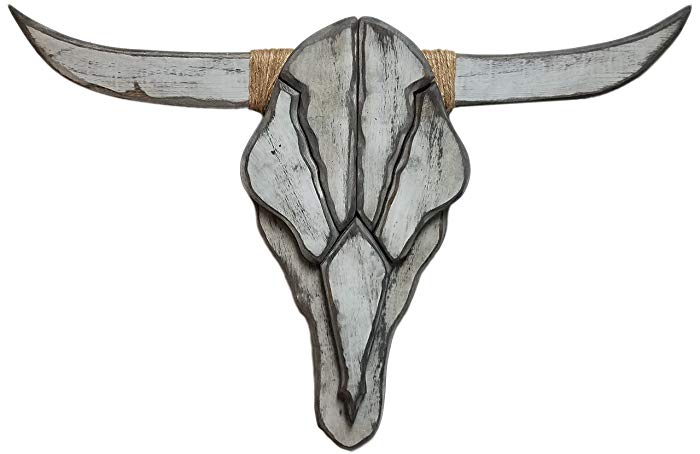 700x454 Rustic Cow Skull Wall Carving Handmade
