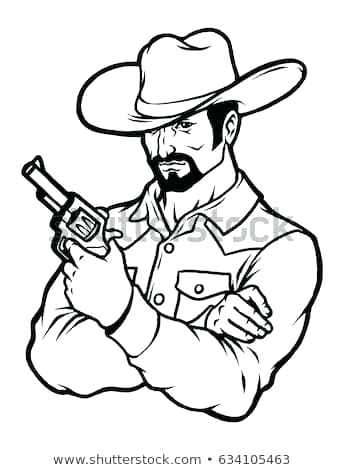 344x470 Cowboy Line Drawing Cowboy Print