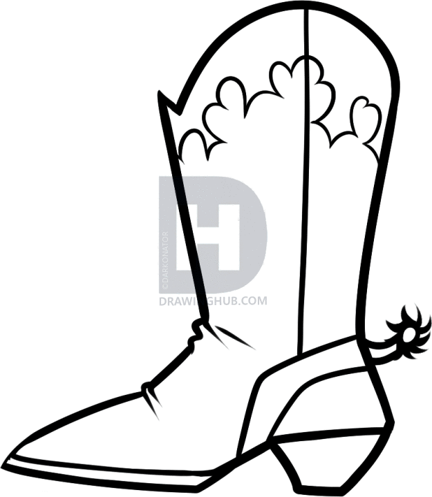 625x720 How To Draw Cowboy Boots, Cowboy Boots, Step