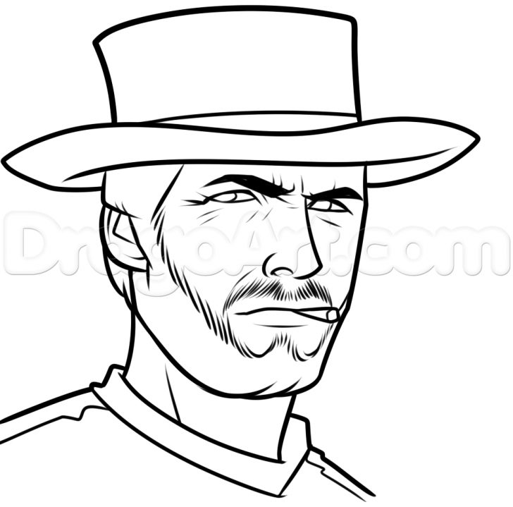 728x719 Cowboy Hat Cartoon Drawing Angry Gun Illusion Artist Directed