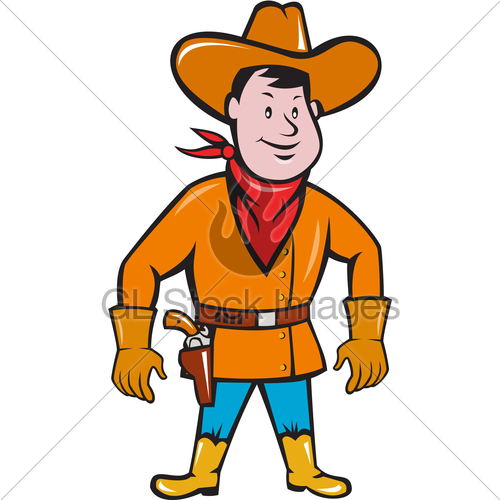 500x500 Cowboy Standing Drawing Gun Cartoon Gl Stock Images
