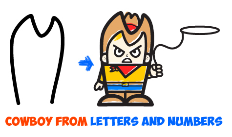 475x282 How To Draw Cartoon Cowboy From Letters And Numbers