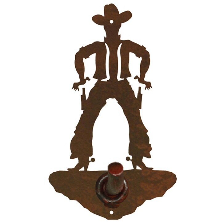 725x725 cowboy drawing pistol metal robe hook