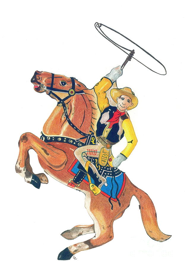 623x900 Cowboy With Lasso Drawing