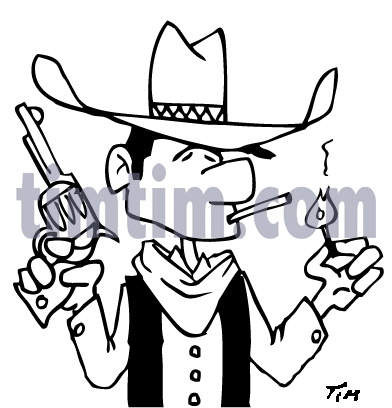392x408 Free Drawing Of Cowboy Gunfighter Bw From The Category Movies