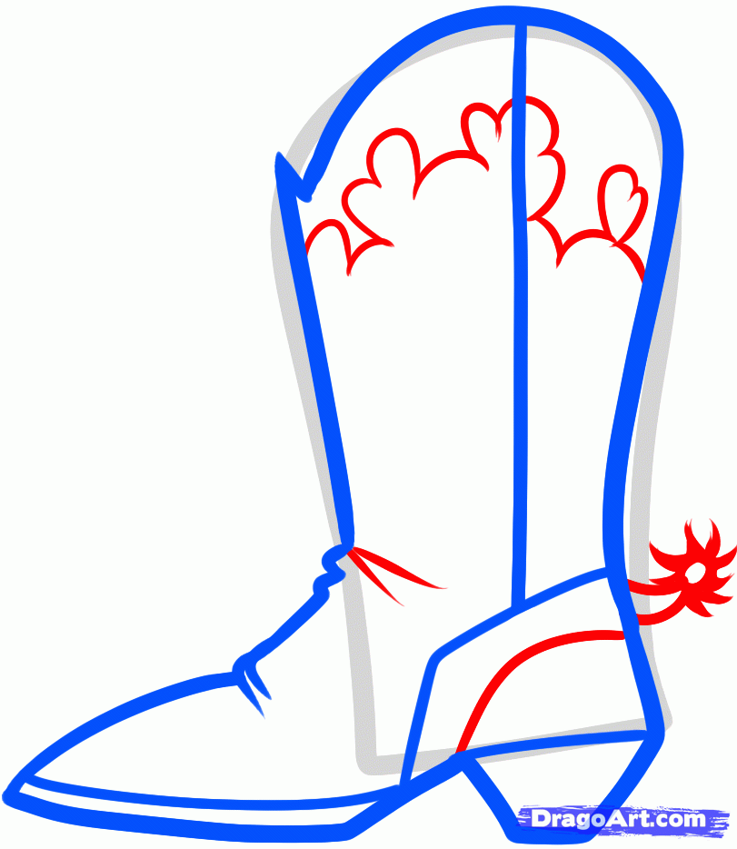 811x934 How To Draw Cowboy Boots, Cowboy Boots, Step