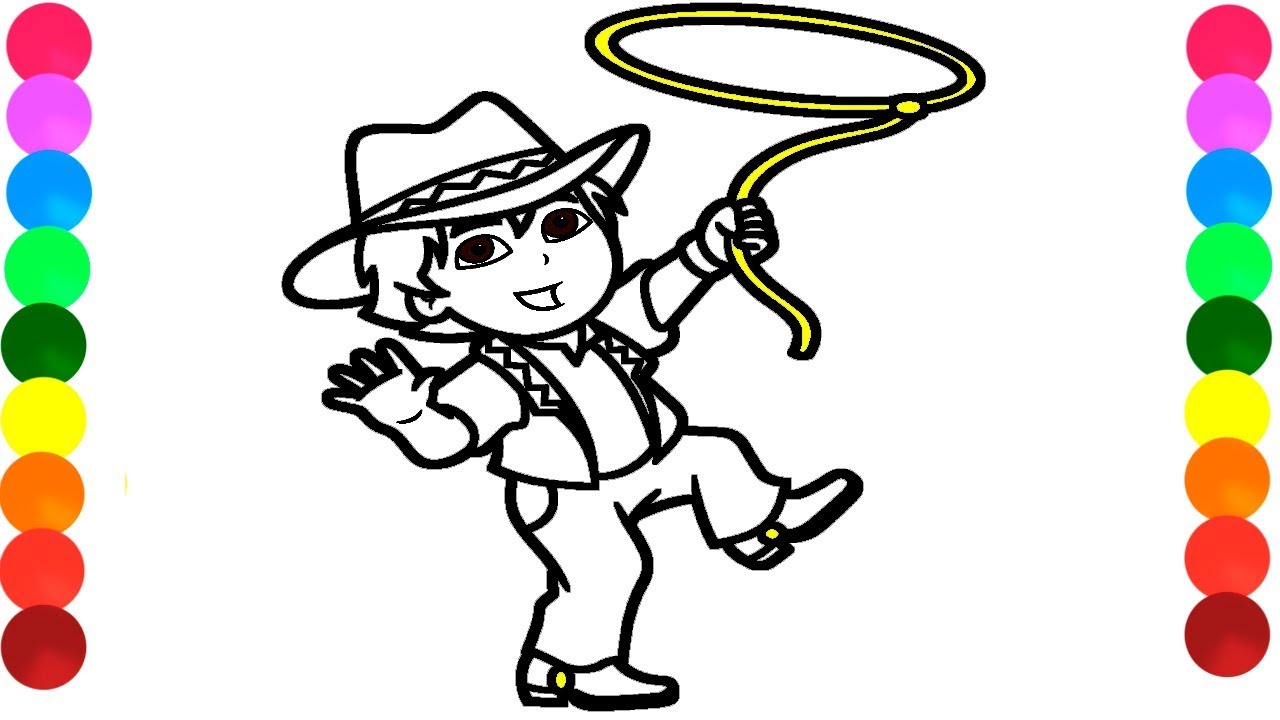 1280x720 Go Diego Go ! Cowboy Coloring Book Pages Art Colours For Kids