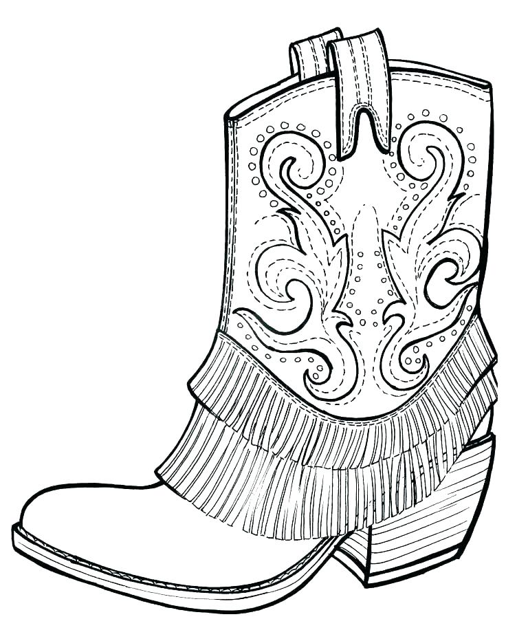 736x916 Cowboy Boot Colouring