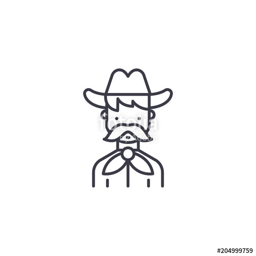 500x500 Cowboy Linear Icon Concept Cowboy Line Vector Sign, Symbol