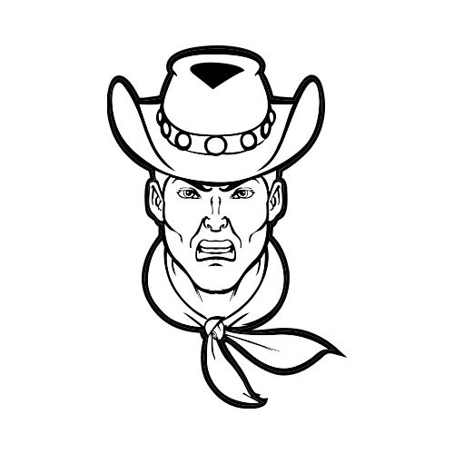 500x500 Cowboy Front Bw Clip Art