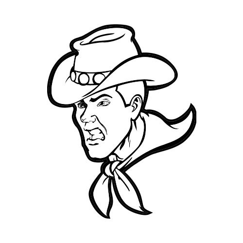500x500 Cowboy Quarter Bw Clip Art