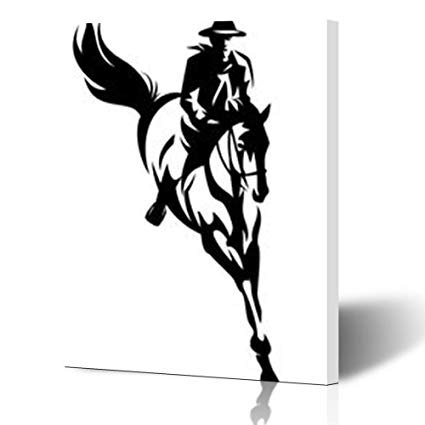 425x425 Innodiy Canvas Prints Wall Art Cowboy Riding Jumping