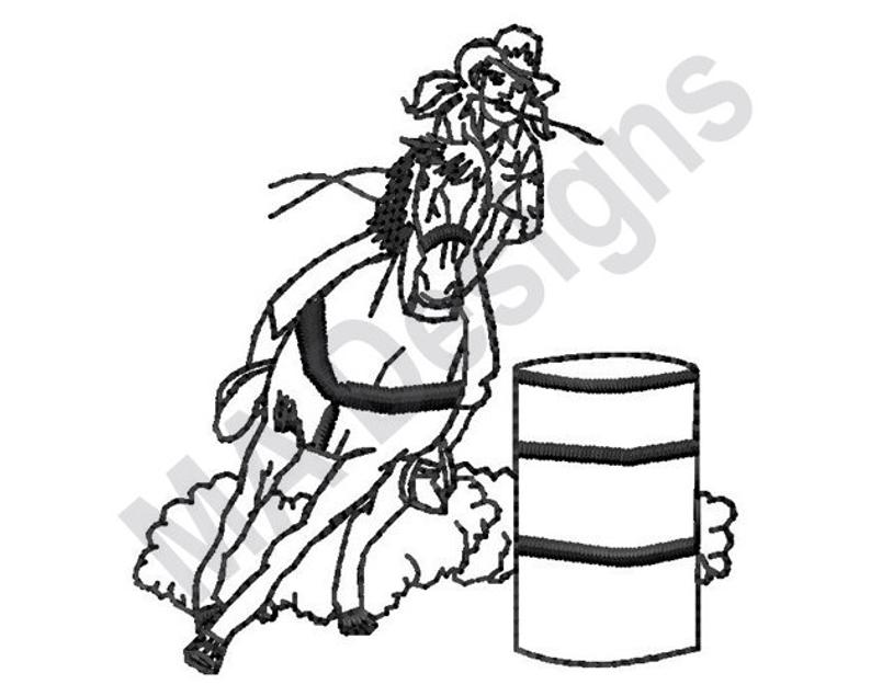 794x635 Barrel Racer Machine Embroidery Design Horse Cowboy Etsy