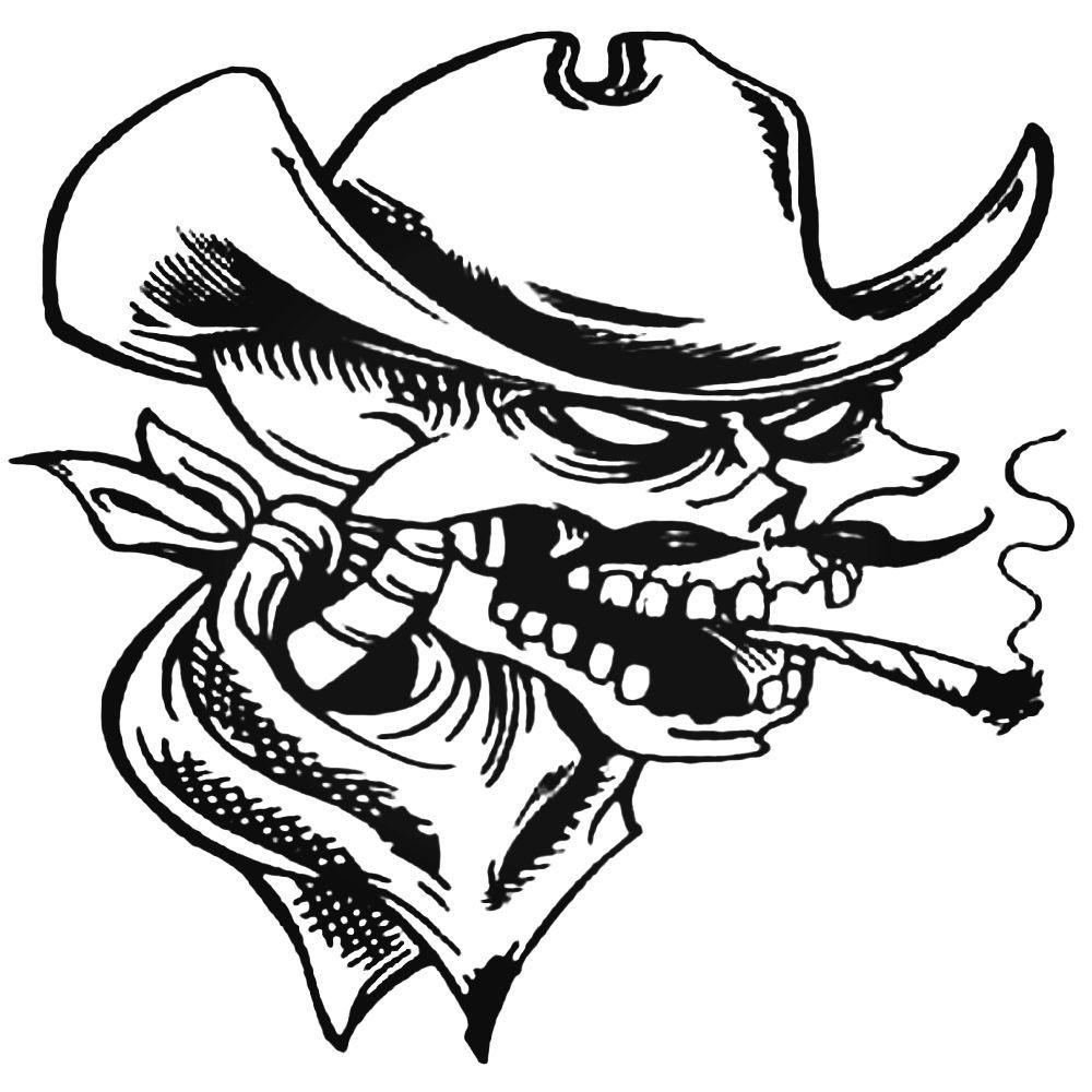 1000x1000 Cowboy Skull Decal Sticker