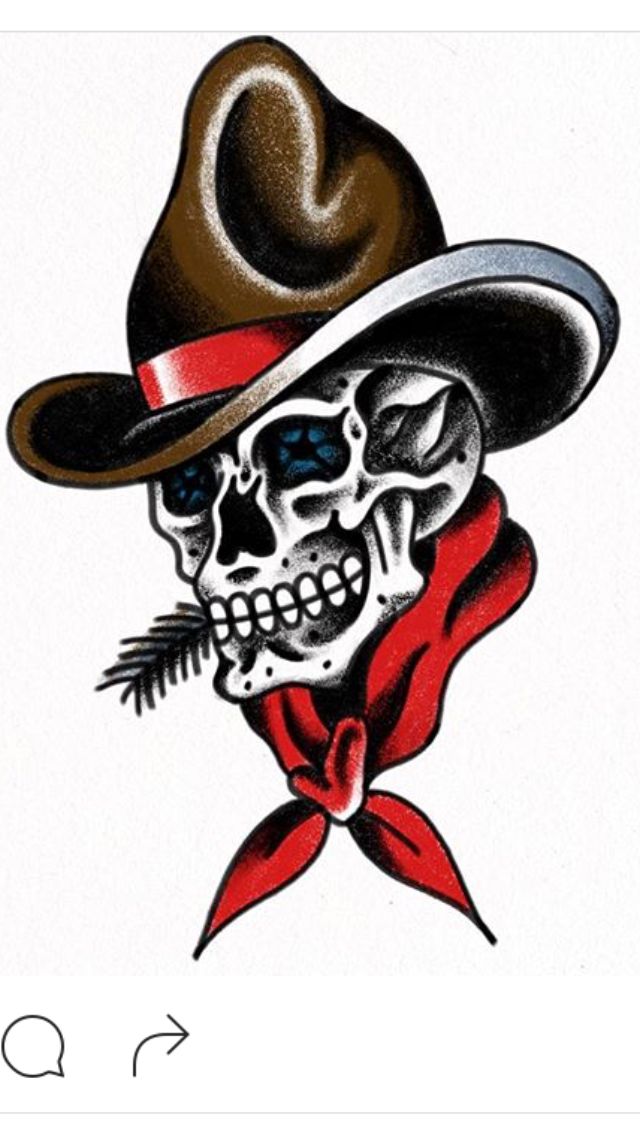 640x1136 Traditional Cowboy Skull Western Tattoos Cowboy Tattoos