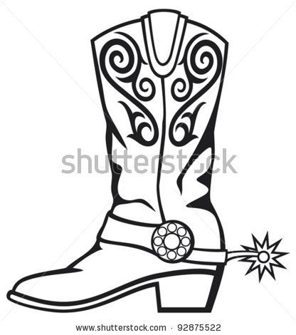 416x470 Western Black And White Clip Art Cowboy Boot Stock Vector