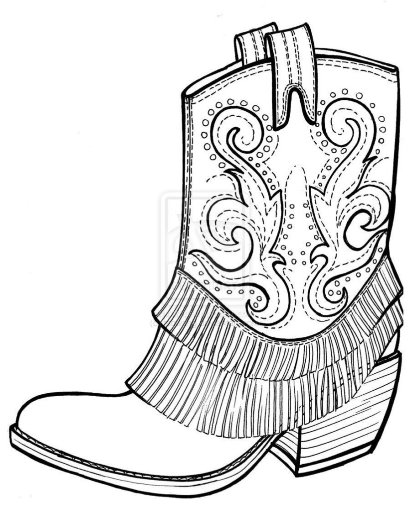 822x1024 Simple Drawing Of Cowboy Western Boots Cowgirl Colouring And Hat
