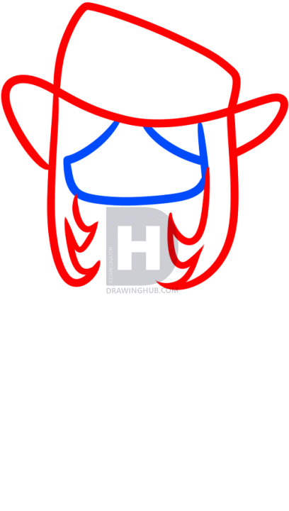 408x720 How To Draw A Cowgirl For Kids, Step